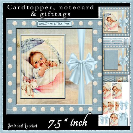 Vintage Soft Blue Baby Boy Cardtopper 527