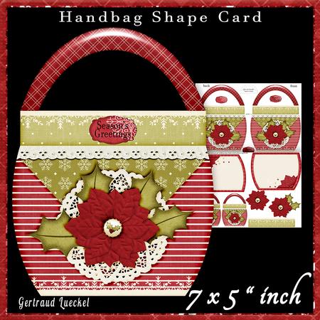 Handbag Shape Card Kit Poinsettia Red 128