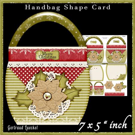 Handbag Shape Card Kit Poinsettia Beige 129