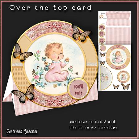 Round Over the Top Card Baby Girl Pink 536