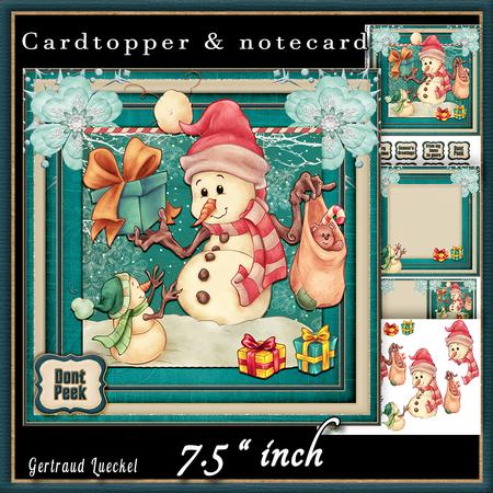 Cardtopper Dont Peek Snowman 547