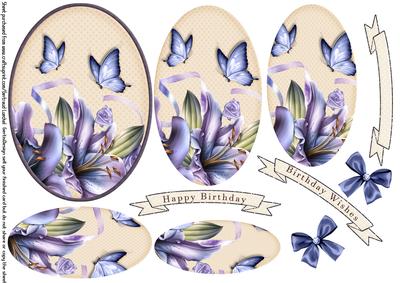 Oval Pyramage Blue Lillies 106
