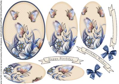 Oval Pyramage Iceflowers and Butterflies 108