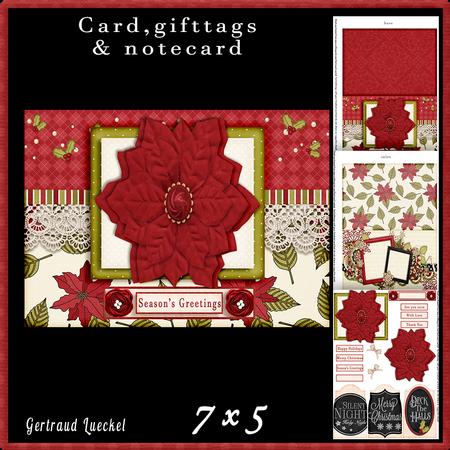 Card with Inlet Red Poinsettia 569