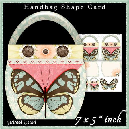 Handbag Shape Card Soft Color Butterfly 134