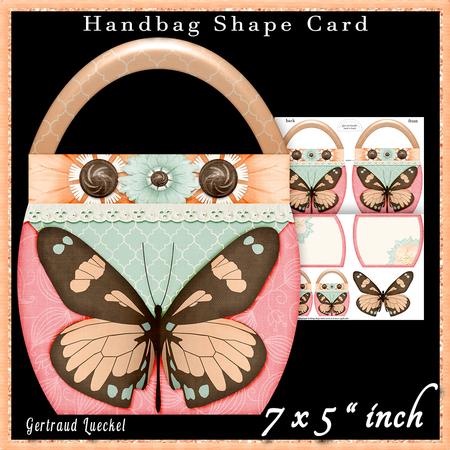 Handbag Shape Card Soft Color Butterfly 135