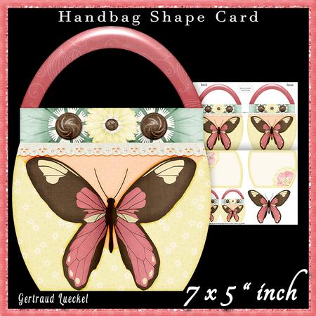 Handbag Shape Card Soft Color Butterfly 136