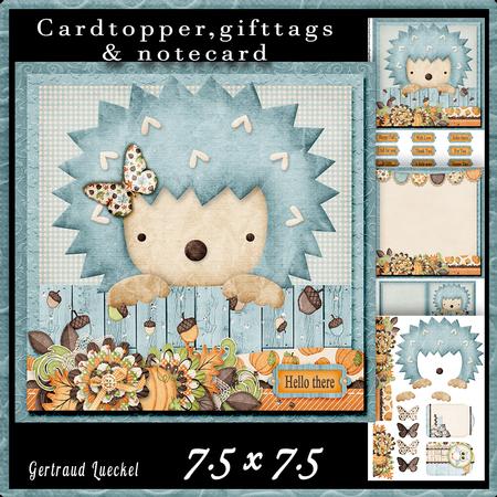 Cardtopper Cute Little Hedgehog Blue 582