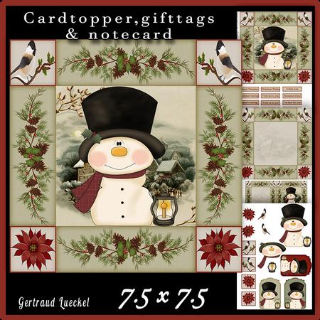 Cardtopper Snowman Kisses 585