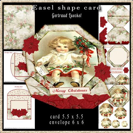 Easel Shape Card Kit with Envelope Christmas 607