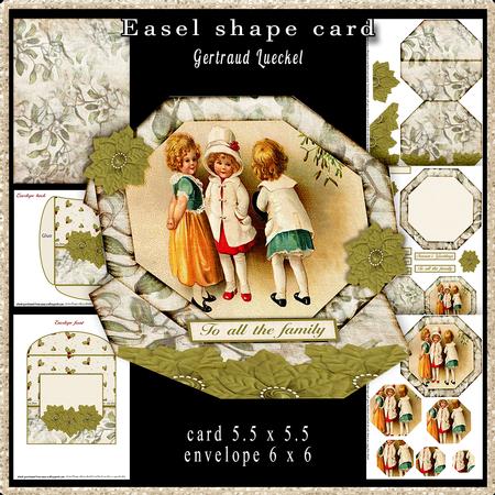 Easel Shape Card Kit with Envelope Christmas 608
