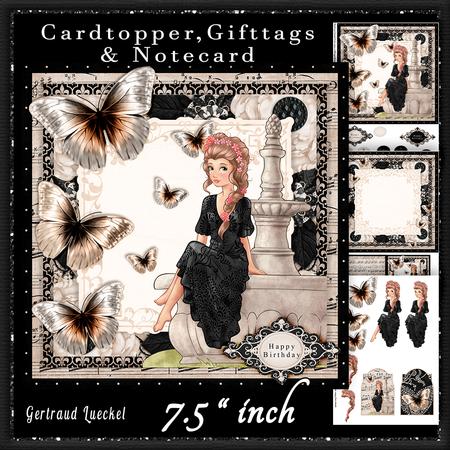 Cardtopper Soft Creme & Black Romance 616