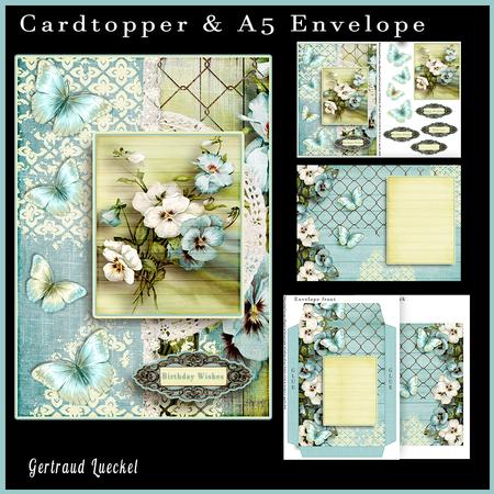 Cardtopper with Matching Envelope Pansy Blue 631