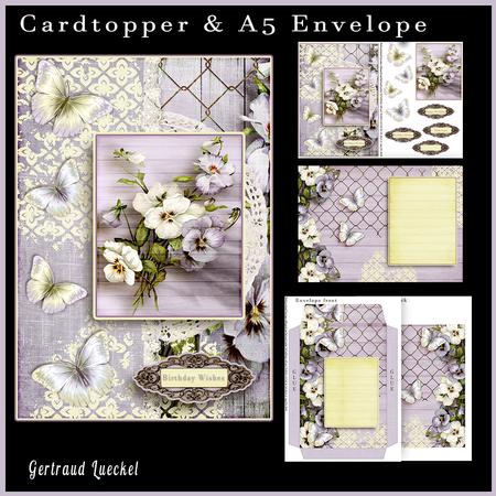 Cardtopper with Matching Envelope Pansy Lilac 632