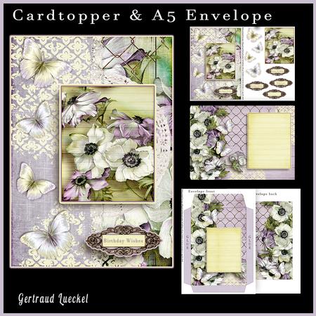Cardtopper with Matching Envelope Anemone Lilac 633