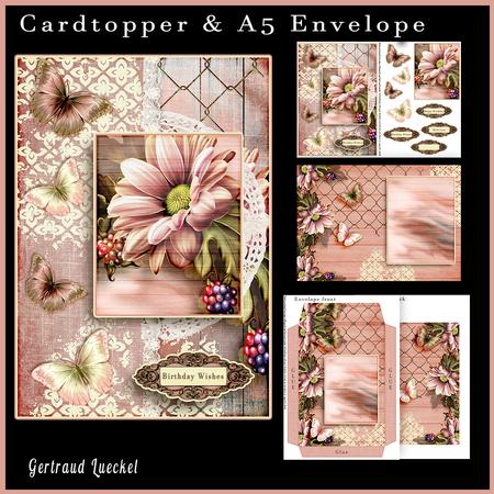 Cardtopper with Matching Envelope Chrysanthemum 637