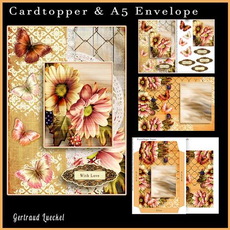 Cardtopper with Matching Envelope Chrysanthemum 638
