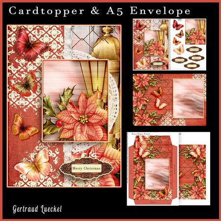 Cardtopper with Matching Envelope Poinsettia 639