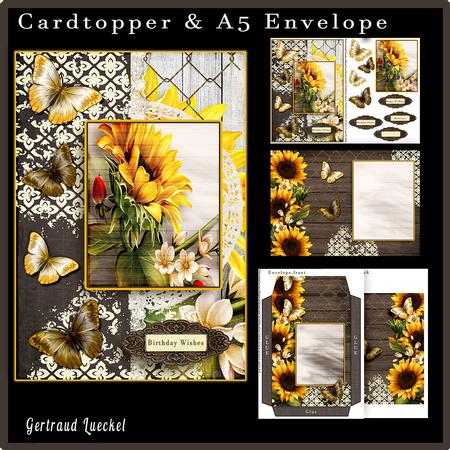 Cardtopper with Matching Envelope Sunflower 645