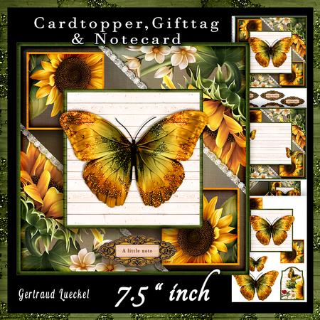 Cardtopper Flowers & Butterfly Sunflowers 665