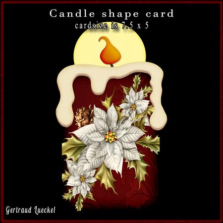 Candle Shape Card Christmas Poinsettia White 690