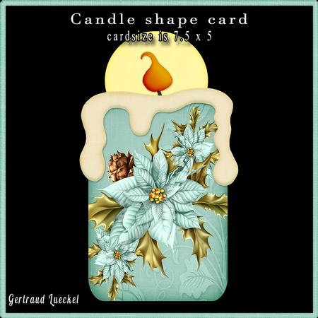 Candle Shape Card Christmas Poinsettia Blue 691