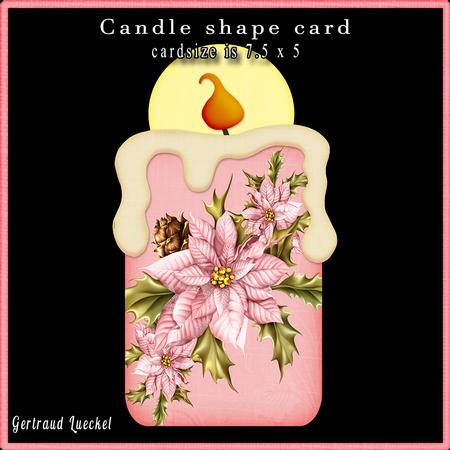 Candle Shape Card Christmas Poinsettia Pink 692