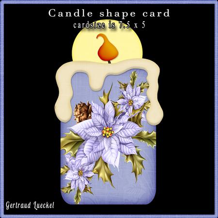 Candle Shape Card Christmas Poinsettia Purple 693