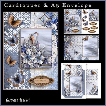 Cardtopper with Matching Envelope Ice Christmas 702