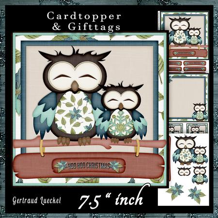 Hoo Hoo Christmas Cardtopper 705 Blue