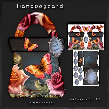 Handbag Shape Card Lovely Flowers 142