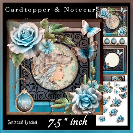 Cardtopper Blue Roses Frozen Wolf 706