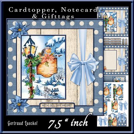 Blue Christmas Cardtopper 709