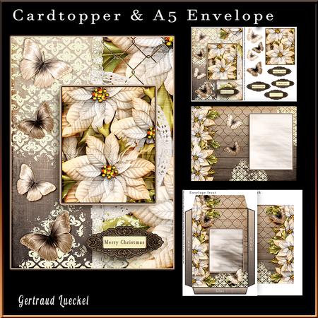 Cardtopper with Matching Envelope Elegant Christmas 717