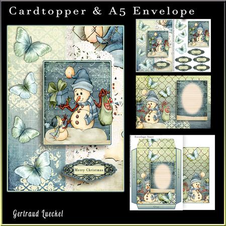 Cardtopper with Matching Envelope Snomans Love 719