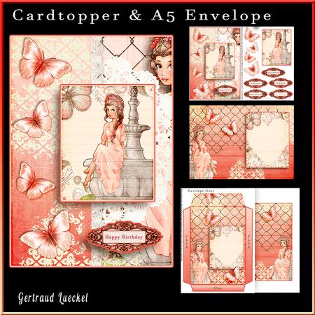 Cardtopper with Matching Envelope Lovely Lady 721