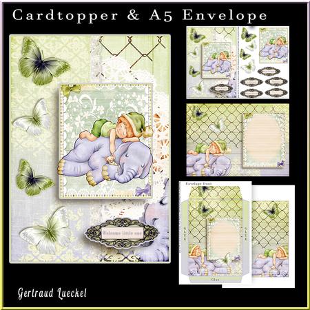 Cardtopper with Matching Envelope Little Boy 724