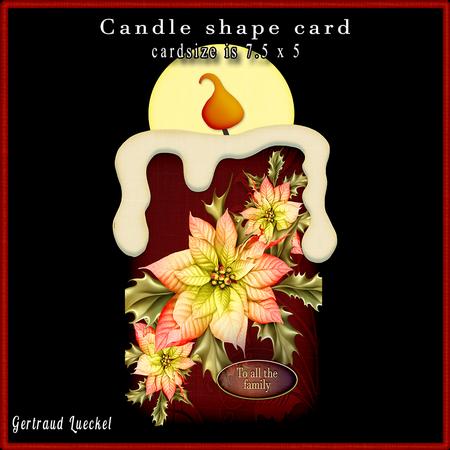 Candle Shape Card Poinsettia Christmas 726