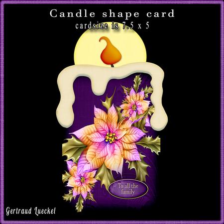 Candle Shape Card Poinsettia Christmas 727