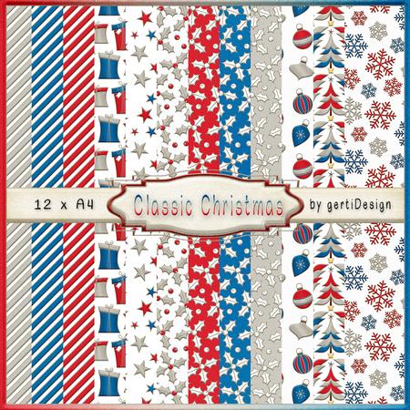 12 x A4 Backgroundpaper Classic Christmas 149