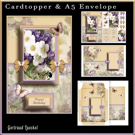 Cardtopper with Matching Envelope Purple 732