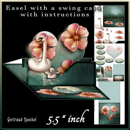 Easelcard with a Swing Sweet Heart Swan 745