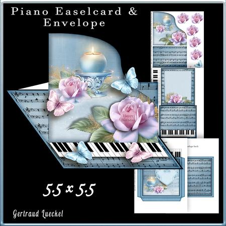 Piano Easel Card Soft Blue Light 746