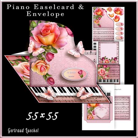 Piano Easel Card Soft Pink 747