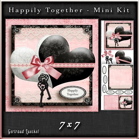 Happily Together Hearts Card Kit White Black Pink 750