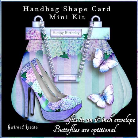 Handbag Shoe Shape Card Purple Blue 757