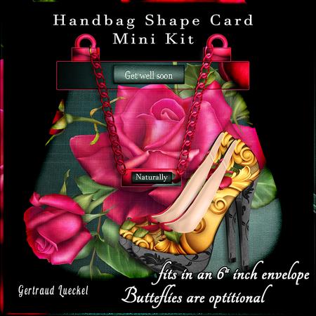 Handbag Shoe Shape Card Black Pink 760