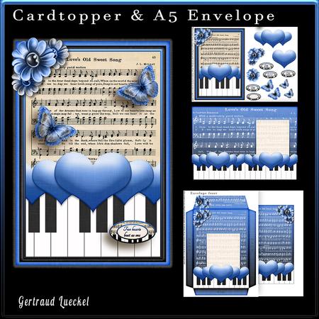 Cardtopper with Matching Envelope Blue Black 762