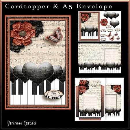 Cardtopper with Matching Envelope Redbrown Black 766