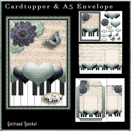 Cardtopper with Matching Envelope Softblue Darkblue 767